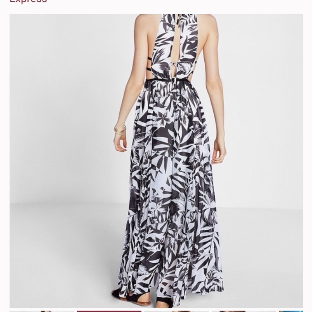 Black and white tropical summer dress.